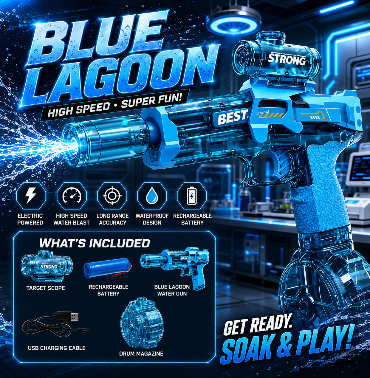 HydroBlast™ Electric Water Gun 💦⚡